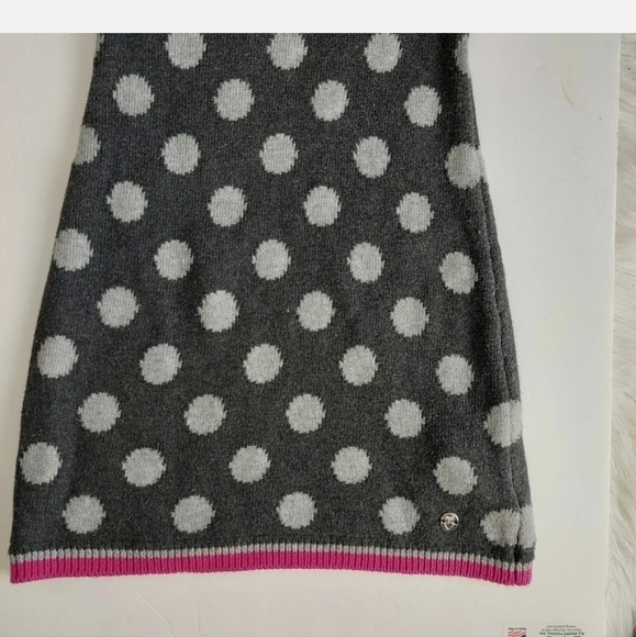 Mayoral Chic Short Sleeve Gray Pink Polka Dot Sweater Dress Size 4 Pullover EUC - Picture 4 of 11
